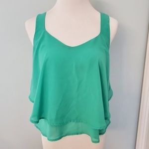 Mine Mint Green Flowy Crop Top Tank